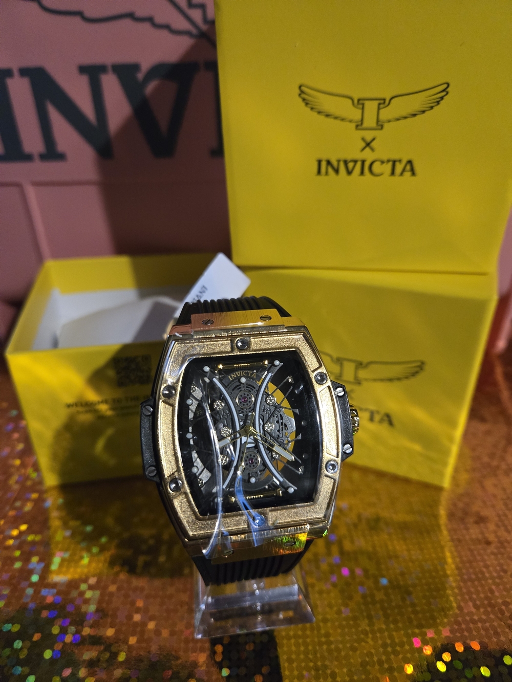 69845 Invicta S1 Rally Racing Mens Watch Skeleton Dial Black Band 50mm